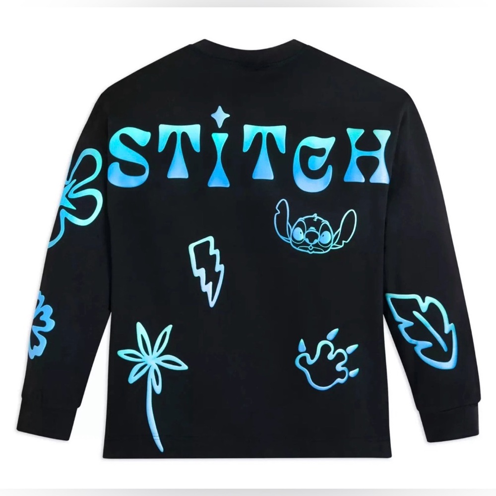 Disney Parks Stitch 626 Celebration Crewneck Black Long Sleeve Adult NWT